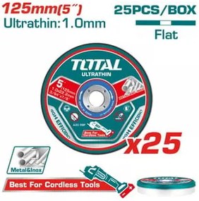 TOTAL ΔΙΣΚΟΣ ΚΟΠΗΣ ΙΣΙΟΣ ΙΝΟΧ/ΜΕΤΑΛΛΟΥ 125 Χ 1mm 25TEM ΣΕ ΜΕΤΑΛΛΙΚΟ ΚΟΥΤΑΚΙ (TAC21012525)