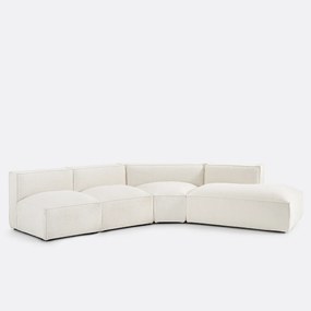 Γωνιακός δεξιός καναπές με μπουκλέ ταπετσαρία, Seven