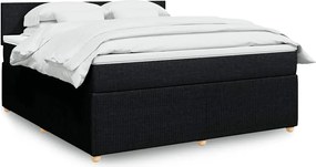 vidaXL Κρεβάτι Boxspring με Στρώμα Μαύρο 180x200 εκ. Υφασμάτινο