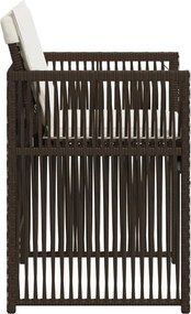 vidaXL Καρέκλες Κήπου 4 τεμ. Καφέ Συνθ. Ρατάν Μαξιλάρια