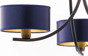 Κρεμαστό Πολύφωτο Arthur Φ65cm Μαύρο με Μπλε Ύφασμα