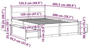 Σκελετός Κρεβ. Χωρίς Στρώμα Λευκό 120x200 εκ Μασίφ Πεύκο - Λευκό