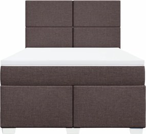 vidaXL Κρεβάτι Boxspring με Στρώμα Σκούρο Καφέ 140x200 εκ Υφασμάτινο