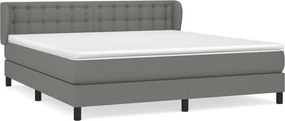 vidaXL Κρεβάτι Boxspring με Στρώμα Σκούρο Γκρι 180x200 εκ Υφασμάτιν