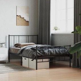 Πλαίσιο Κρεβατιού με Κεφαλάρι&amp;Ποδαρικό Μαύρο 100x200εκ. Μέταλλο