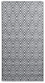 Χαλί Εξωτερικού Χώρου Ασπρόμαυρο 160x230 εκ. από Πολυπροπυλένιο - Λευκό