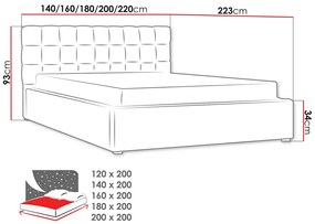 Κρεβάτι Pomona 106, Διπλό, Καφέ, 140x200, Ταπισερί, Τάβλες για Κρεβάτι, 160x223x93cm, 116 kg | Epipla1.gr
