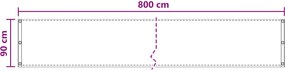 vidaXL Οθόνη Μπαλκονιού Καφέ 90 x 800 cm HDPE και Αλουμίνιο