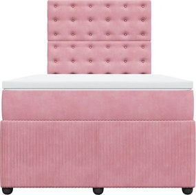 vidaXL Κρεβάτι Boxspring με Στρώμα Ροζ 120x190 εκ. Βελούδινο