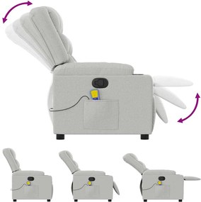 vidaXL καρέκλα ανάκλισης μασάζ Cloud Grey Fabric