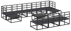 vidaXL Σετ Καναπέ Κήπου με μαξιλάρι 11 pcs Μαύρο Αλουμίνιο