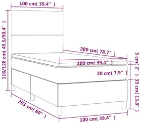 vidaXL Κρεβάτι Boxspring με Στρώμα Μαύρο 100x200 εκ. Βελούδινο