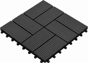vidaXL Πλάκα Κατασκευής 11 pcs Μαύρο 30 x 30 cm WPC