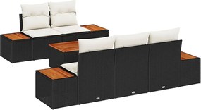 vidaXL Σετ Καναπέ Κήπου με μαξιλάρι 6 pcs Μαύρο Πολυ ράταν