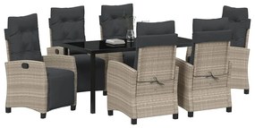 vidaXL Σέτ φαγητού για κήπο 7 pcs Ανοιχτό γκρι συνθετικό ρατάν