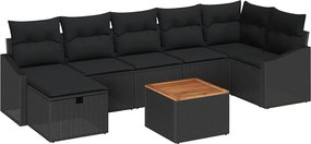 vidaXL Σετ Καναπέ Κήπου με μαξιλάρι 8 pcs Μαύρο Πολυ ράταν