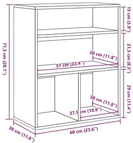 Βιβλιοθήκη Artisan Δρυς 60x30x71,5 εκ. Επεξεργασμένο Ξύλο - Καφέ