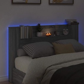 vidaXL Κεφαλάρι Ντουλάπι με LED Γκρι Σονομά Επεξεργασμένο Ξύλο