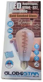 GloboStar LED E27 Αχλάδι FILAMENT 6W Edison Gold Smoked Μελί Θερμό Λευκό