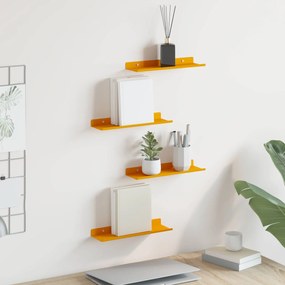 vidaXL Πλωτό ράφι 4 pcs Χαμομηλί κίτρινο 30 x 9 x 2,5 εκ Ατσάλι
