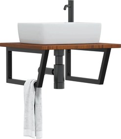 vidaXL Ράφι Νιπτήρα Τοίχου από Ατσάλι / Μασίφ Ξύλο Δρυός