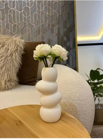 Stewehome βάζο από γύψο μποέμ διακοσμητικό Λευκό 15x17 cm