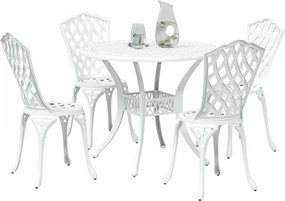 vidaXL Σέτ φαγητού για κήπο 5 pcs Λευκό Αλουμίνιο