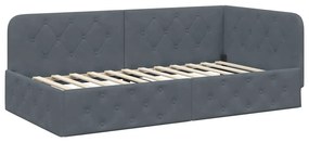 vidaXL Κρεβάτι Γωνίας με στρώμα Σκούρο Γκρι 90 x 190 cm Βελούδο