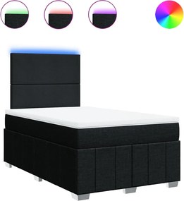 vidaXL Κρεβάτι Boxspring με Στρώμα Μαύρο 120x200 εκ. Υφασμάτινο