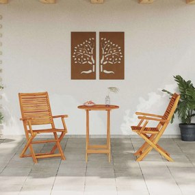 vidaXL Φορητό Σετ Μπιζερί 3 pcs Καφέ Στερεό Ξύλο Ακακίας