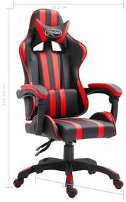 Καρέκλα Gaming Κόκκινη από Συνθετικό Δέρμα - Κόκκινο