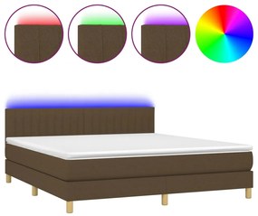 ΚΡΕΒΑΤΙ BOXSPRING ΜΕ ΣΤΡΩΜΑ &amp; LED ΣΚ.ΚΑΦΕ 180X200ΕΚ. ΥΦΑΣΜΑΤΙΝΟ 3133896