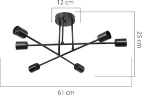 Φωτιστικό οροφής PWL-1122 pakoworld Ε27 μαύρο Φ61x25εκ