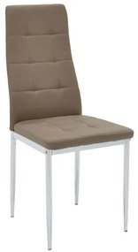 Καρέκλα Cube pakoworld PU μόκα-πόδι χρωμίου - Τεχνόδερμα - 127-000110