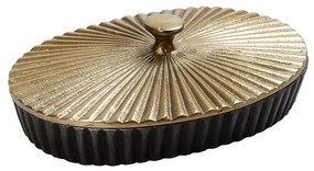 Διακοσμητικό Κουτί Με Καπάκι Αλουμινίου Γκρι-Χρυσό ESPIEL 25,5x17,5x8εκ. DEP128