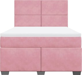 vidaXL Κρεβάτι Boxspring με Στρώμα Ροζ 140x200 εκ. Βελούδινο