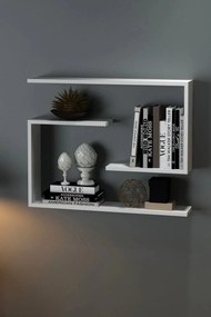 Stewehome Μοντέρνα επιτοίχια ραφιέρα βιβλιοθήκη από MDF Λευκό 80x14x14 cm
