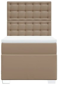 vidaXL Κρεβάτι Boxspring με Στρώμα Καπουτσίνο 90x190εκ.από Συνθ. Δέρμα