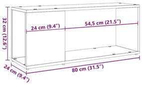 ντουλάπι τηλεόρασης Παλιό ξύλο 80x24x32cm Κατασκευασμένο ξύλο - Καφέ