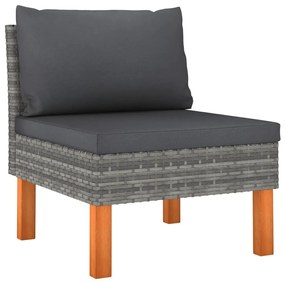 vidaXL Καναπέδες Μεσαίοι 3 τεμ. Συνθετικό Ρατάν/Μασίφ Ξύλο Ευκαλύπτου