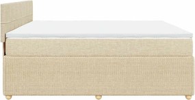 vidaXL Κρεβάτι Boxspring με Στρώμα Κρεμ 200x200 εκ. Υφασμάτινο
