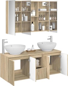 vidaXL Σετ Ντουλαπιών Μπάνιου 4 pcs Sonoma Δρυς Επεξεργασμένο Ξύλο
