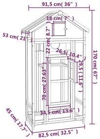 Σπιτάκι Πουλιών Καφέ 91,5 x 53 x 170 εκ. από Μασίφ Ξύλο Πεύκου - Καφέ