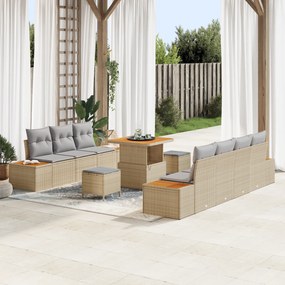 vidaXL Σετ Καναπέ Κήπου 10 pcs Μπεζ, Ανοιχτό Γκρι 80 x 80 x 71 cm