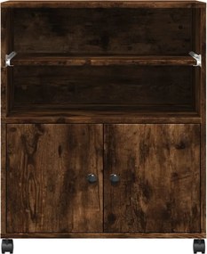 vidaXL Βάση Εκτυπωτή με Ρόδες Καπνιστή Δρυς 60 x 48 x 74 εκ.