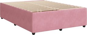 vidaXL Κρεβάτι Boxspring με Στρώμα Ροζ 140x190 εκ. Βελούδινο