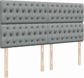 vidaXL Κρεβάτι Boxspring με Στρώμα Ανοιχτό Γκρι 200x200 εκ. Υφασμάτινο