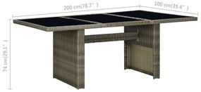 vidaXL Τραπέζι Κήπου Καφέ Συνθετικό Ρατάν / Ψημένο Γυαλί