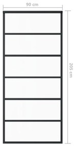 Πόρτα Συρόμενη Μαύρη 90 x 205 εκ. από Γυαλί ESG / Αλουμίνιο - Μαύρο
