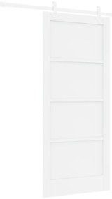 vidaXL Συρόμενη Πόρτα  με Σετ Υλικών Λευκή 86x198.5 εκ. Συμπαγές Ξύλο Πεύκου